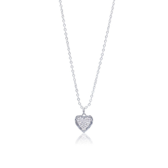 Sparkling Heart Pendant Necklace - Dainty Crystal