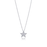 Delicate Silver-Tone Pave Star Charm Necklace