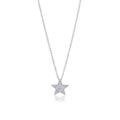 Delicate Silver-Tone Pave Star Charm Necklace