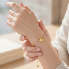 Dainty Gold Large Puffy Heart Bracelet