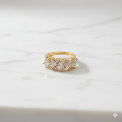 Gold Multi-Cut Diamond Adjustable Ring