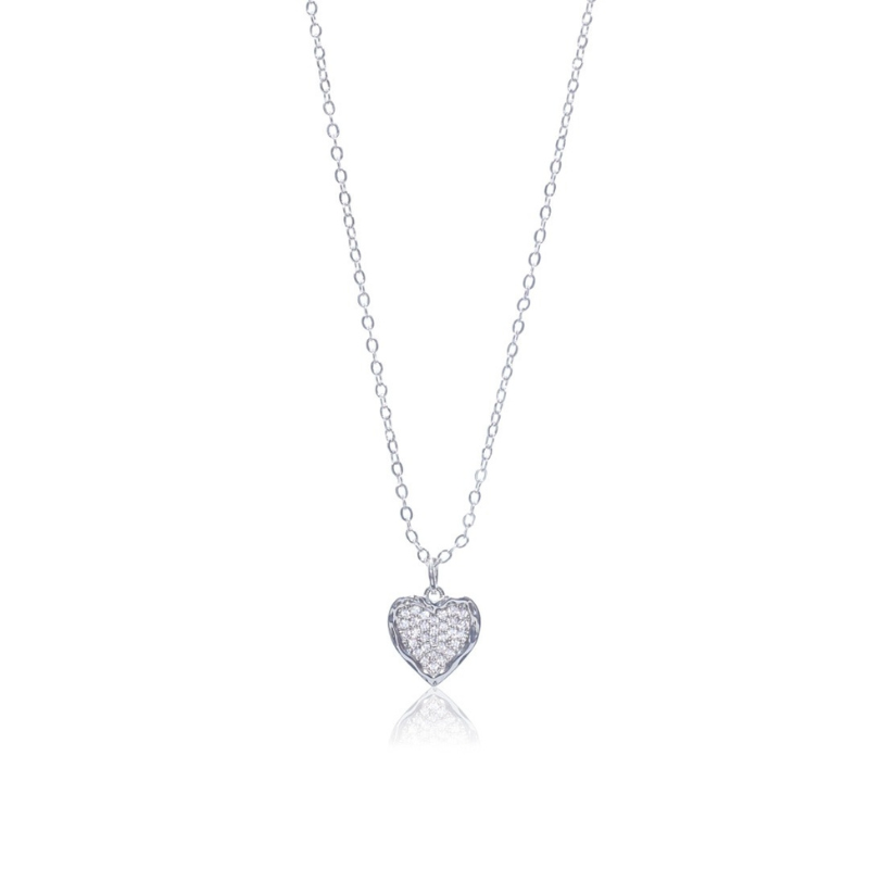 Sparkling Heart Pendant Necklace - Dainty Crystal