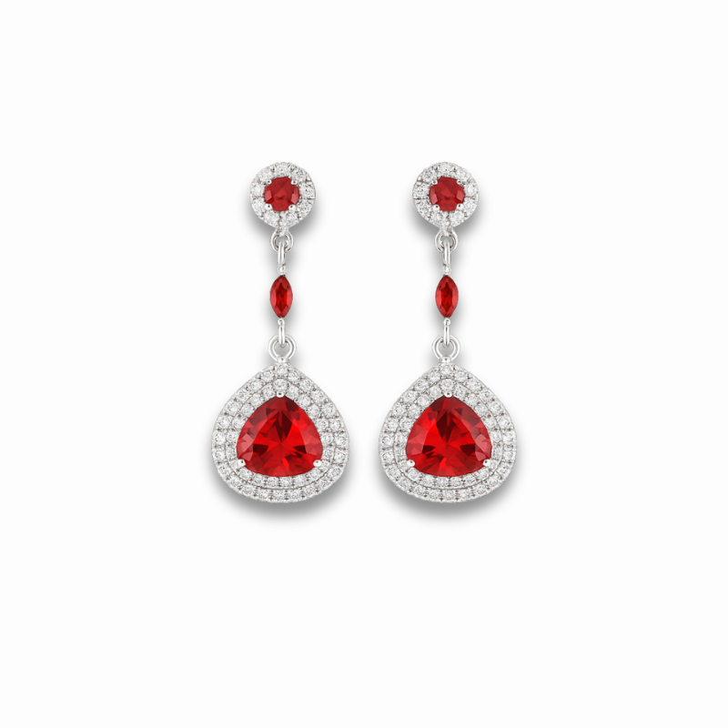 Ruby Halo Drop Earrings