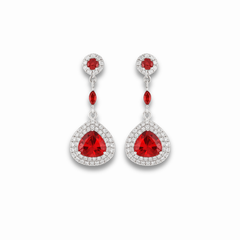 Ruby Halo Drop Earrings