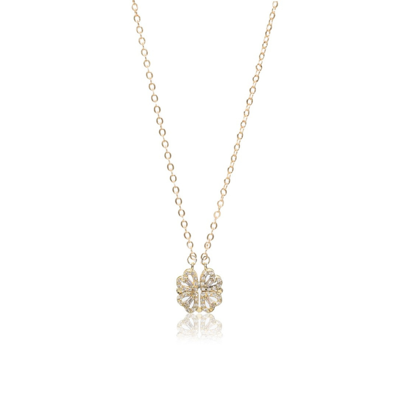 Magnetic Four-Leaf Clover Heart Necklace