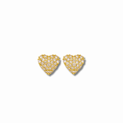 Gold Heart Stud Earrings