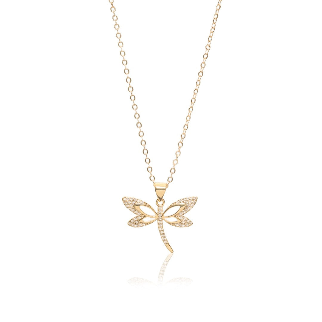 Pave Crystal Dragonfly Pendant Necklace