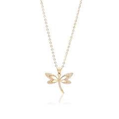 Pave Crystal Dragonfly Pendant Necklace