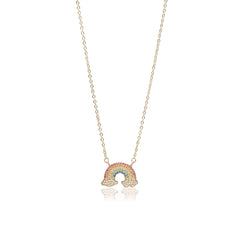 Sparkly Rainbow & Cloud Pendant Necklace