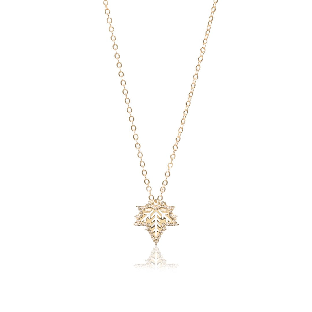 Sparkling Pave Crystal Leaf Pendant Necklace