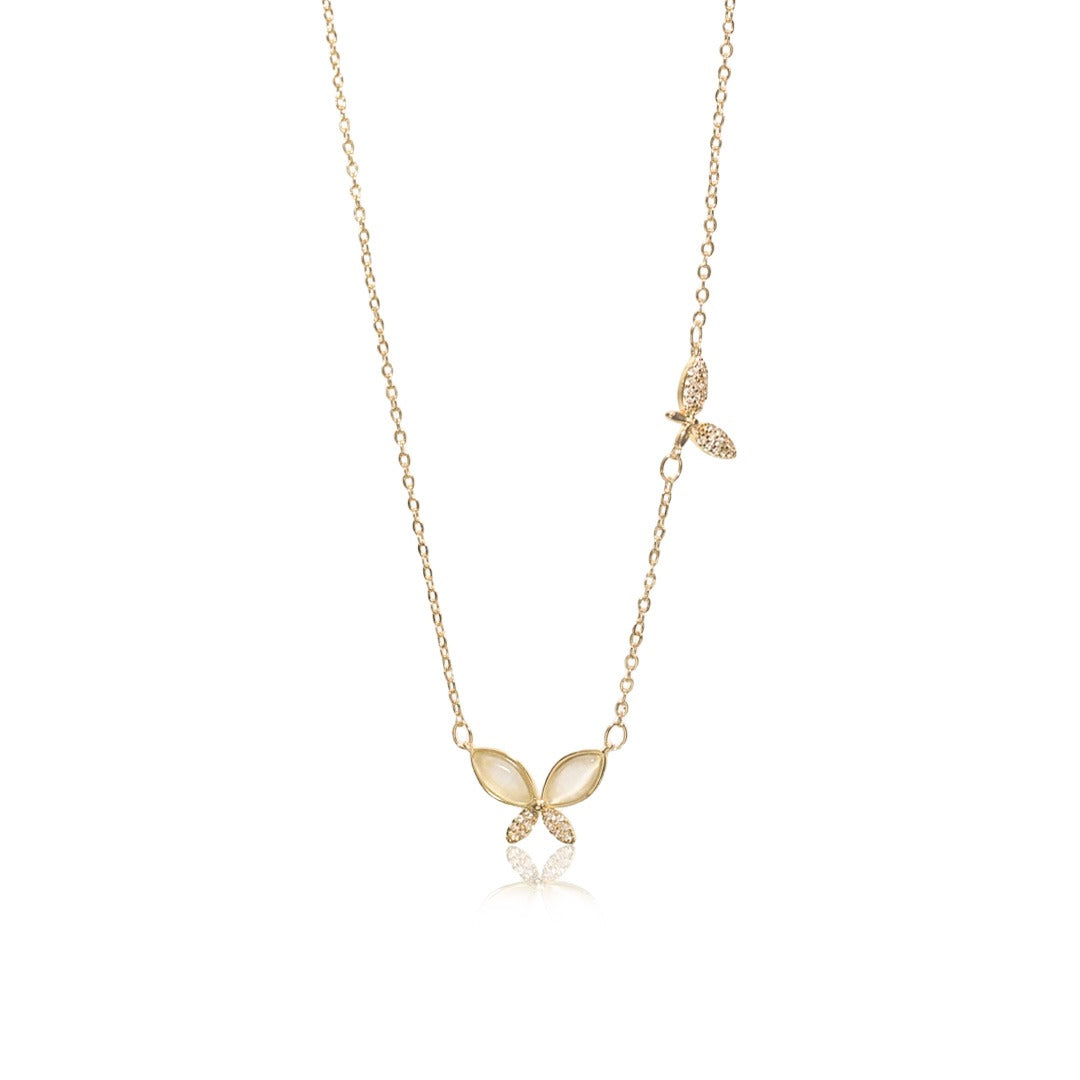 Faux Opal Butterfly Necklace