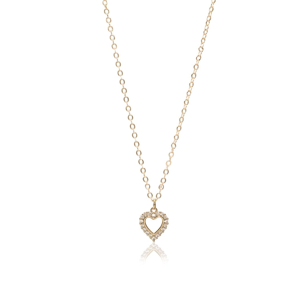Dazzling Pave CZ Heart Pendant V-Chain Necklace