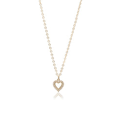 Dazzling Pave CZ Heart Pendant V-Chain Necklace