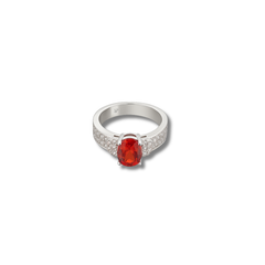 Vibrant Fire Opal/Garnet Hue CZ Ring