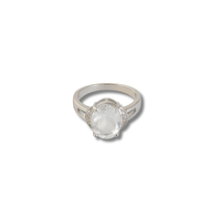 Sterling Silver Oval Clear Gemstone Ring