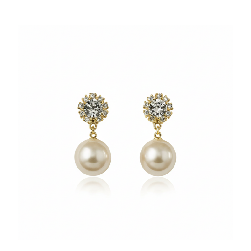 Faux Pearl & Crystal Drop Dangle Earrings